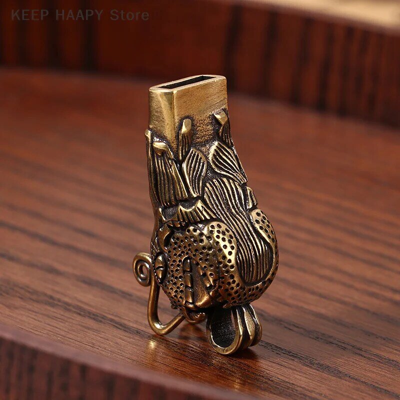 1Pc Vintage Brass Dragon Head Whistle Car Key Chains Pendant Men Women Outdoor Survival Tool Whistles Necklaces Keychains