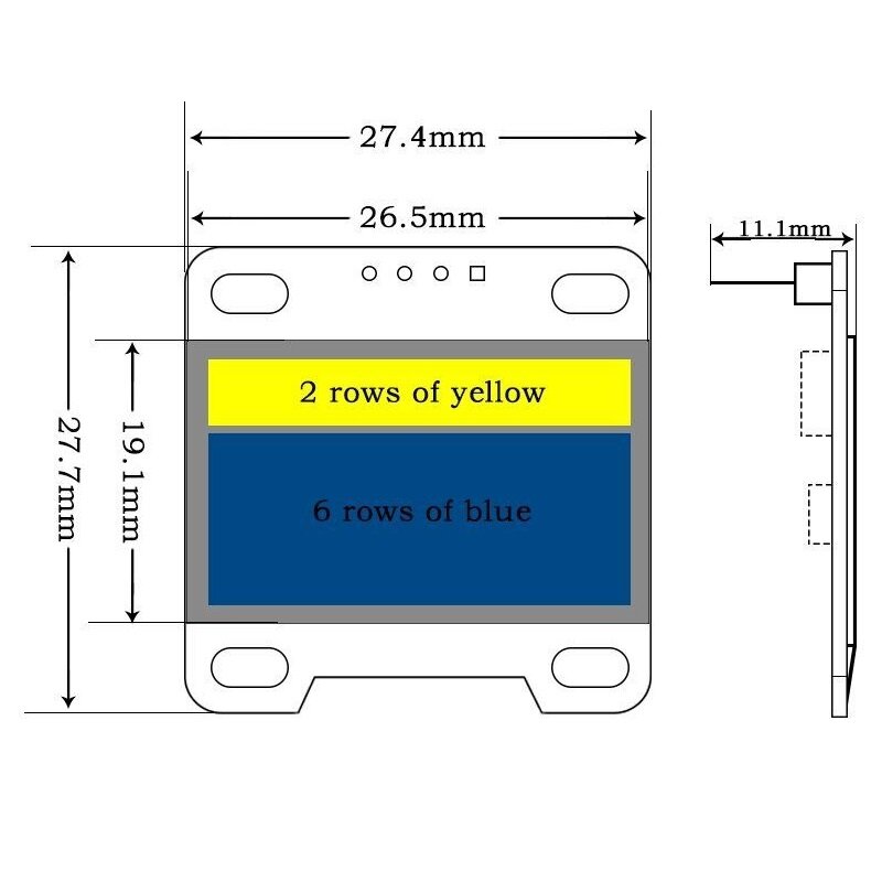 0.96 بوصة OLED وحدة العرض SSD1306 I2C IIC SPI المسلسل 128X64 LCD 4 دبوس أصفر أزرق أبيض لاردوينو (لا لحام)