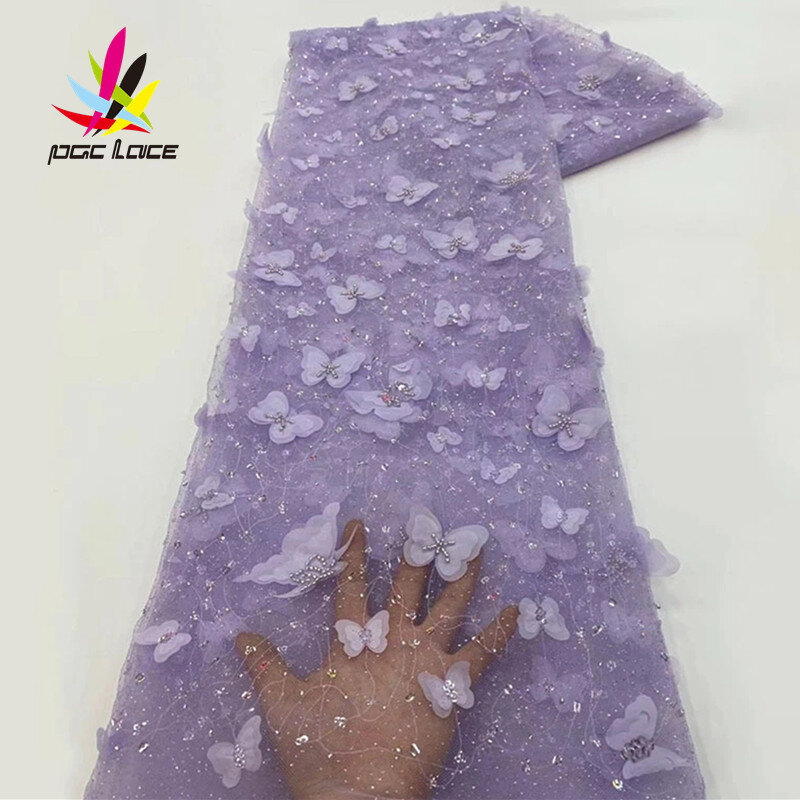 PGC 5 ярдов французская 3D Цветочная фотография с бусинами африканские блестки аппликация нигерийская ткань для свадебной вечеринки