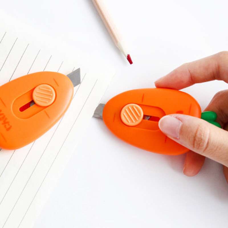 Novidade fruta cenoura utilitário faca mini kawaii artesanato portátil caixa de embrulho envelope de papel cortador faca abridor de carta ferramentas