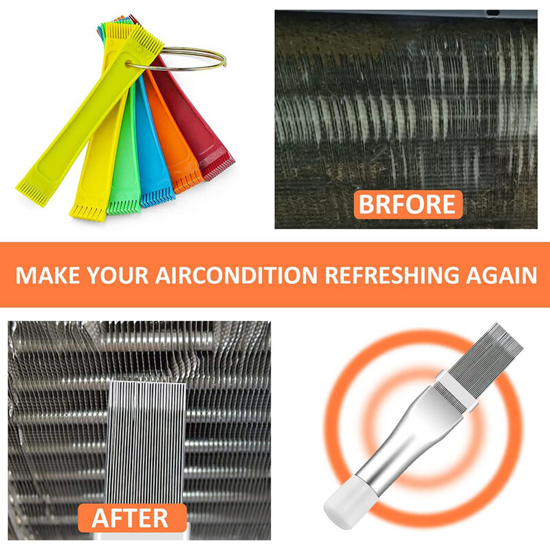FCR6-Ensemble d'outils de réparation pour climatiseur, peigne à ailettes pour redresser l'évaporateur, brosse à condensateur, ensemble de nettoyage