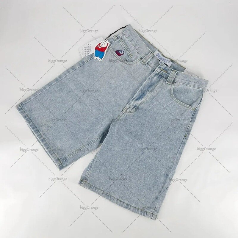 Europese En Amerikaanse Straat Veelzijdige Denim Shorts Mannen Y 2K Losse Casual Kleding Multi-Pocket Anime Print Jeans Vrouwen