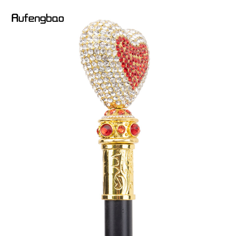 Branco Vermelho Amor Artificial Diamante Bengala, Bastão Decorativo de Moda, Cosplay Elegante Cavalheiro, 97cm