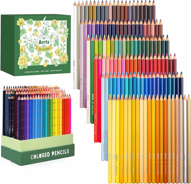 Arrtx 72/126 컬러 연필, 소프트 코어 리드, 높은 내광성, 풍부한 안료 드로잉 연필, 채색 스케치