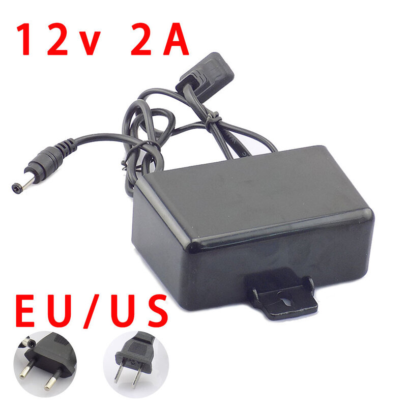 Waterproof outdoor AC/DC Power Supply 12V 2A 2000ma 100-240V  EU Plug Power Adapter Charger for CCTV Camera LED Strip Light