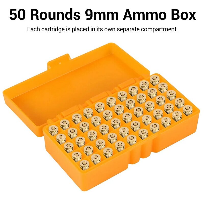 Kotak wadah peluru peluru kotak amunisi taktis 50/100 putaran kotak penyimpanan kartrid senapan dapat untuk 9mm .223 5.56x39.38 super