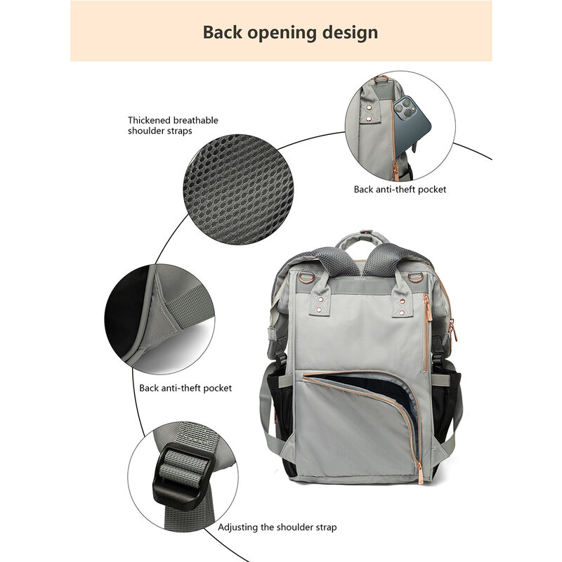 Lequeen Original New Diaper Bag Backpack Luxury Brand Baby Diaper Bag Backpack Travel Baby Bag Multi Functional Large Capacity