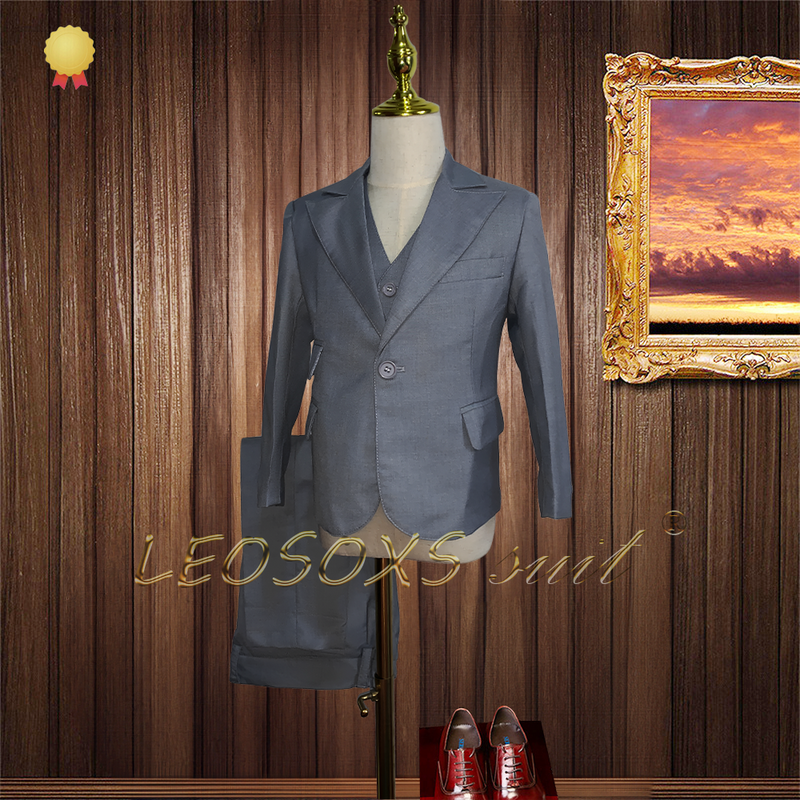 Handcrafted 3-Piece Boy's Gray Suit Set - Ideal for Weddings, Parties, and Special Occasions, Embrace Elegance. Customizable