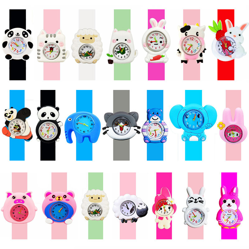 Relógio Digital Eletrônico das crianças, Pulseira dos desenhos animados, Panda, Elefante, Gato, Ovelha, Coelho, Kids Slap Relógios, Meninos, Meninas, Brinquedos infantis