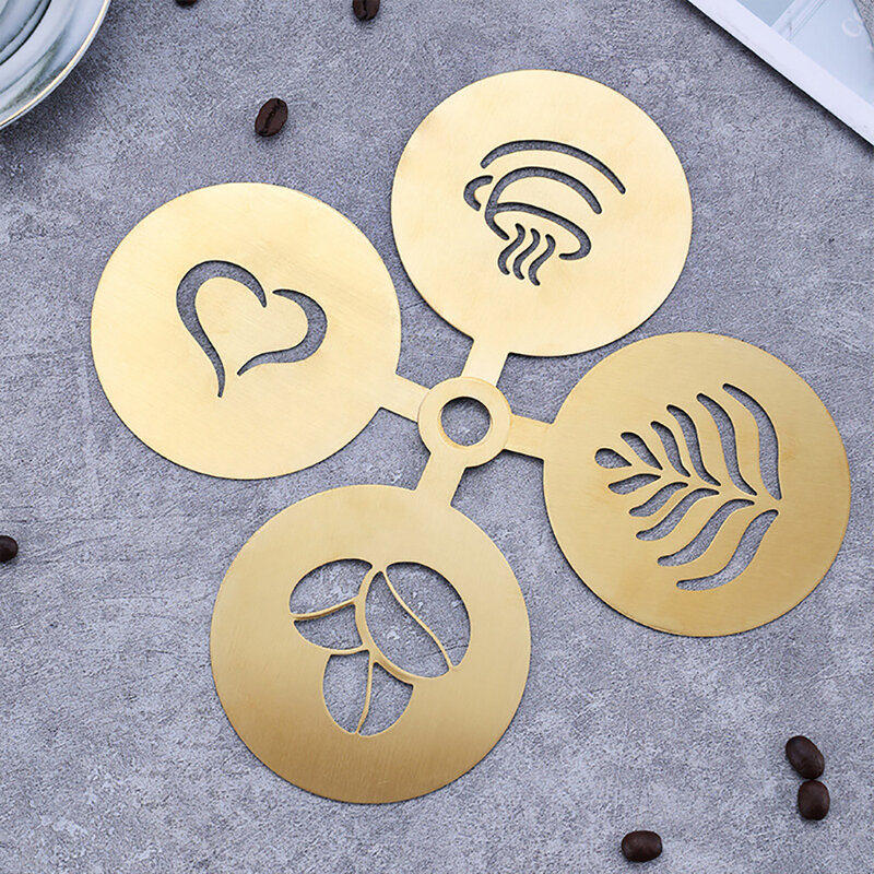 Stainless Steel Coffee Stencil Latte Cappuccino Decorating Stencils Cake Cookie Spray Paint Art Baking Mold For Barista Template