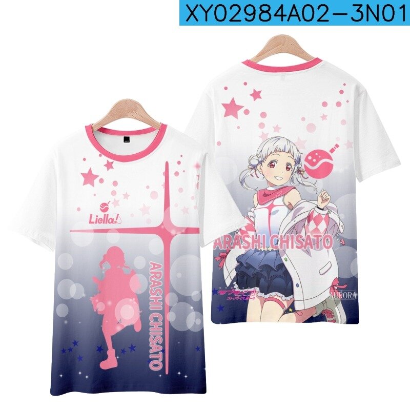 ¡Nuevo! ¡LoveLive!SuperStar! Camiseta de manga corta con cuello redondo y estampado 3D, ropa de calle Popular de Anime japonés, talla grande, moda de verano