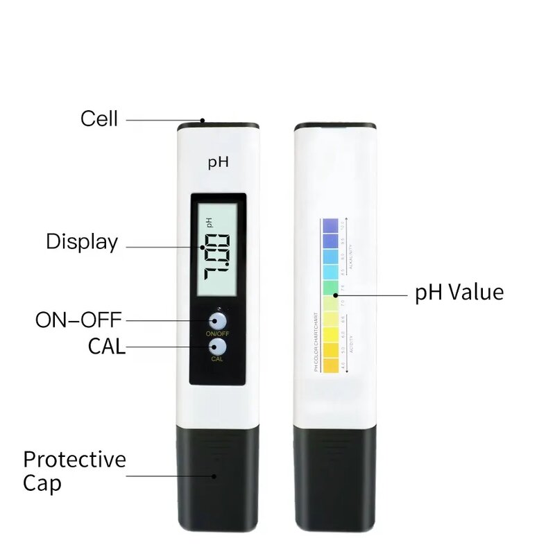 Medidor de pH portátil para detección de agua, medidor Digital de pH, tipo bolígrafo, 2 piezas, pH100