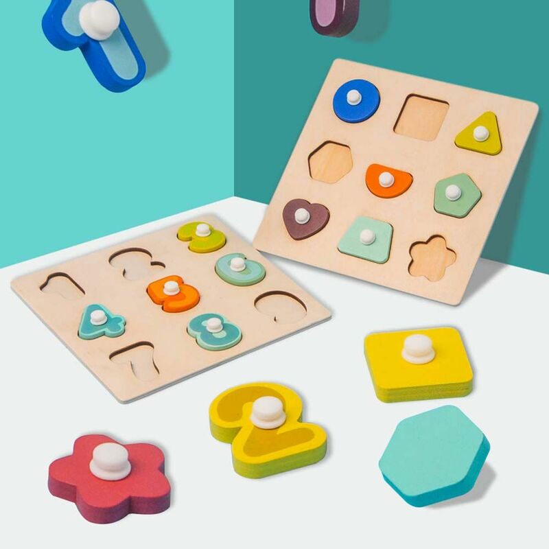 Learning Math Toys Puzzle Shape Match Fingers Flexible Training Wooden Jigsaw Puzzles Wooden Numbers Toys Shape Recognition Toy