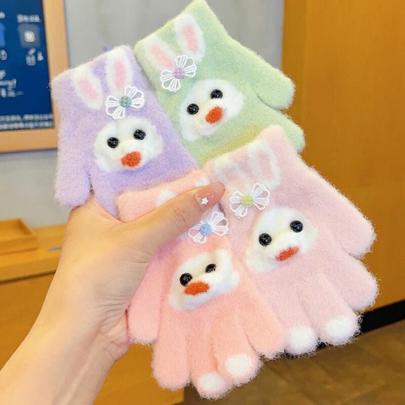 Dzieci królik pełne rękawiczki ciepłe rękawiczki zimowy rękawiczki z dzianiny słodkie rękawiczki z dzianiny ochrona przed zimnem