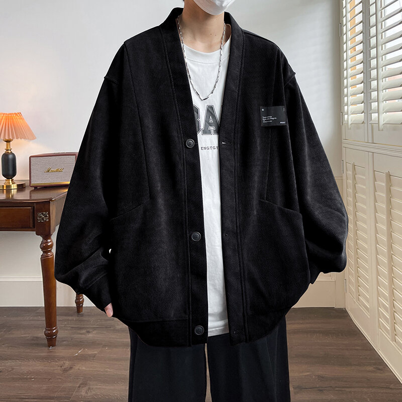 Męski sweter w stylu japońskim Plus rozmiar 7XL męski sweter luźne góra codzienne jednorzędowe ubrania