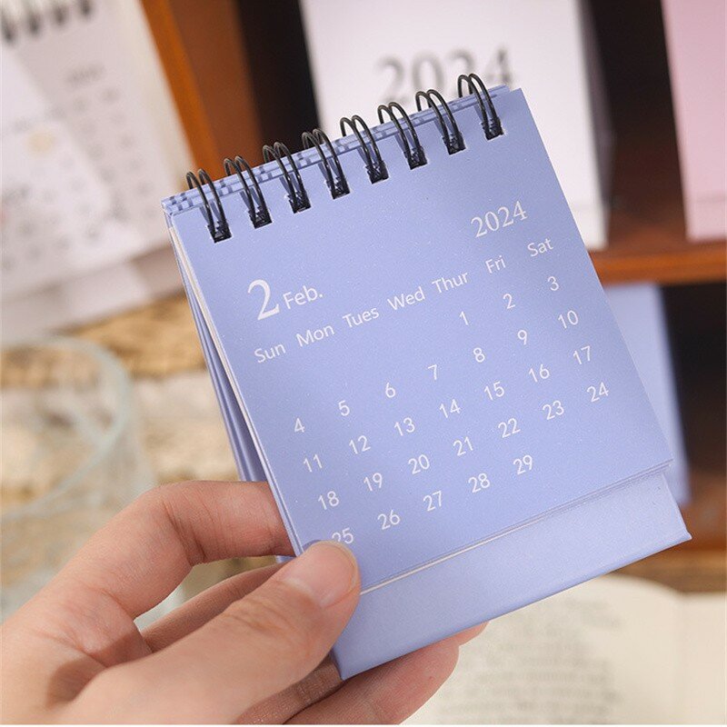 Morandi Cor 2023.8-2024.12 Mini Desk Calendar com etiquetas da etiqueta, Standing Planner, Record, Escritório e Material Escolar
