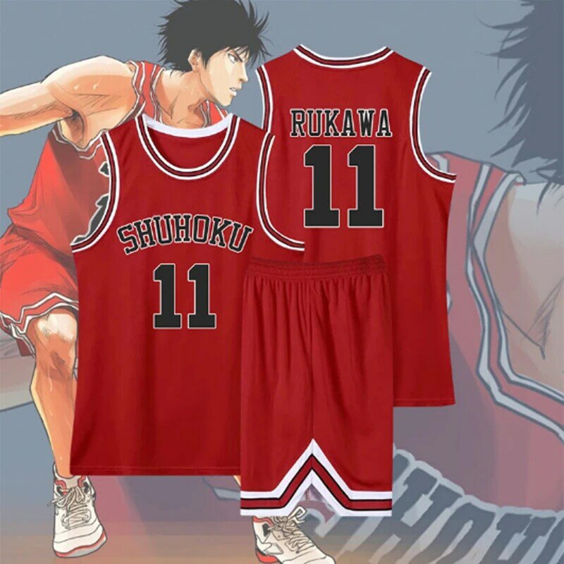 Cosplay Anime Sakuragi Hanamichi Jersey Slam Dunk Seragam Tim Basket Sekolah Shoelk Pakaian Olahraga Kostum Cosplay Kaede Rukawa