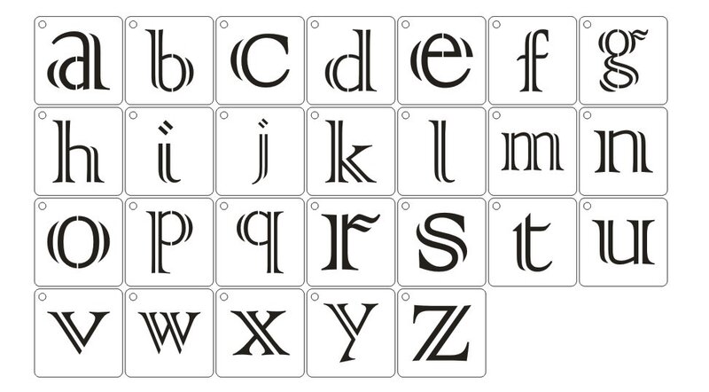 26 sztuk alfabet małe angielskie litery odważne czcionki artystyczne szablony cyfrowe malowanie księga gości szablony do albumu szablon papieru