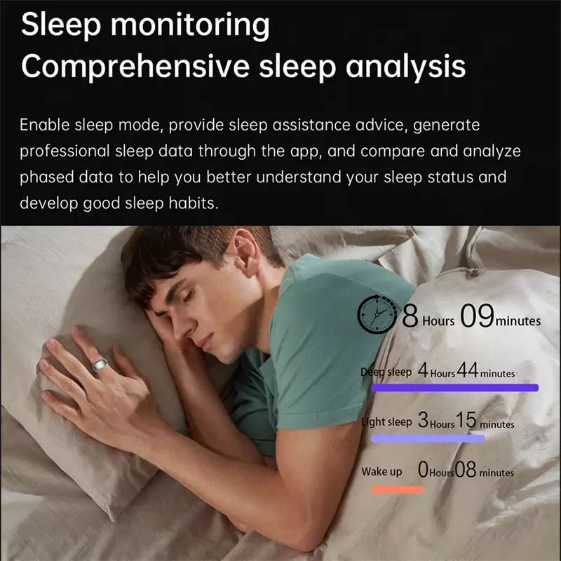 2024 Inteligentny pierścień Monitor zdrowia dla mężczyzn Kobiety Bluetooth Ciśnienie krwi Tętno Monitor snu ip68 Wodoodporny dla IOS Android