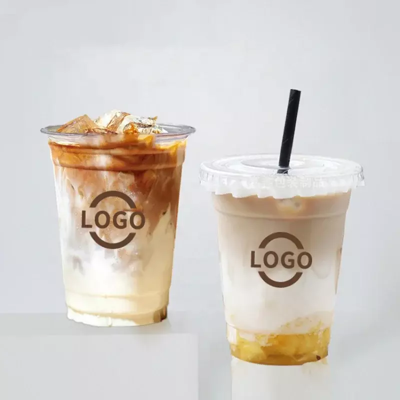 أكواب قهوة بلاستيكية للاستعمال مرة واحدة مع قبة ، فنجان قهوة بارد ، عبوة منتج مخصص ، 12 أونصة 16 أونصة 20 أونصة 24 أونصة