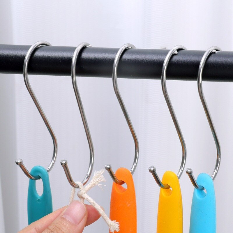 1-50PCS S-Shape Hooks Stainless Steel Multifunction Clothes Towels Hanging Racks Kitchen Bedroom Hanger Hooks Organizer Holders