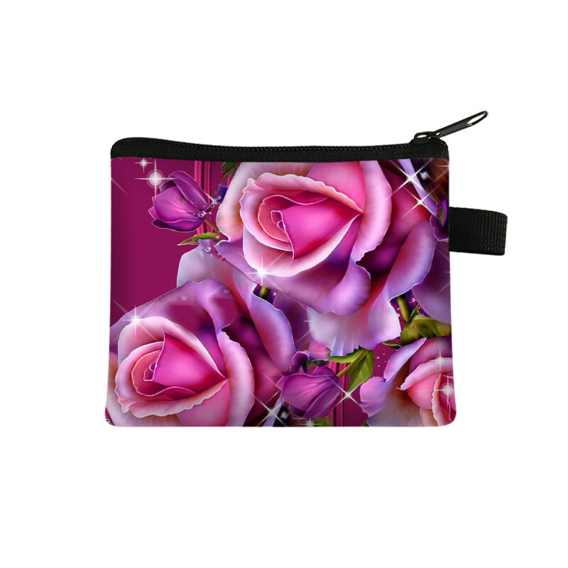 男性と女性のためのportatif財布,女性のためのtera mujer,短いかわいい花柄の財布,シンプルなカード,コインコレクション