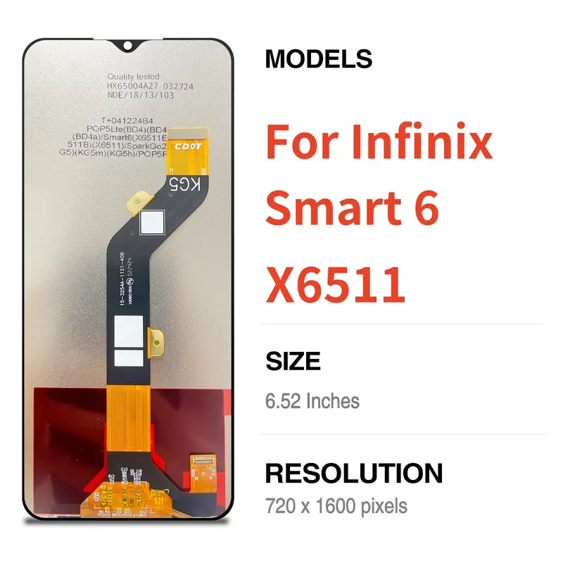 6.52" For Infinix Smart 6 X6511 LCD Display Touch Screen Digitizer Assembly Replacement