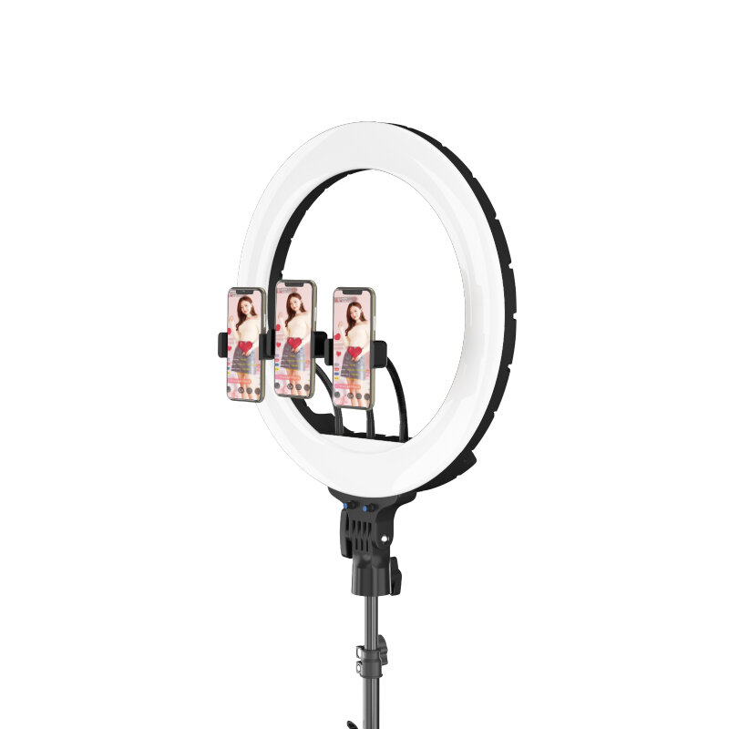 LED Selfie Ring Light com tripé, 65W, 5500K, forma do coração, fotografia de estúdio, foto, maquiagem, 18"