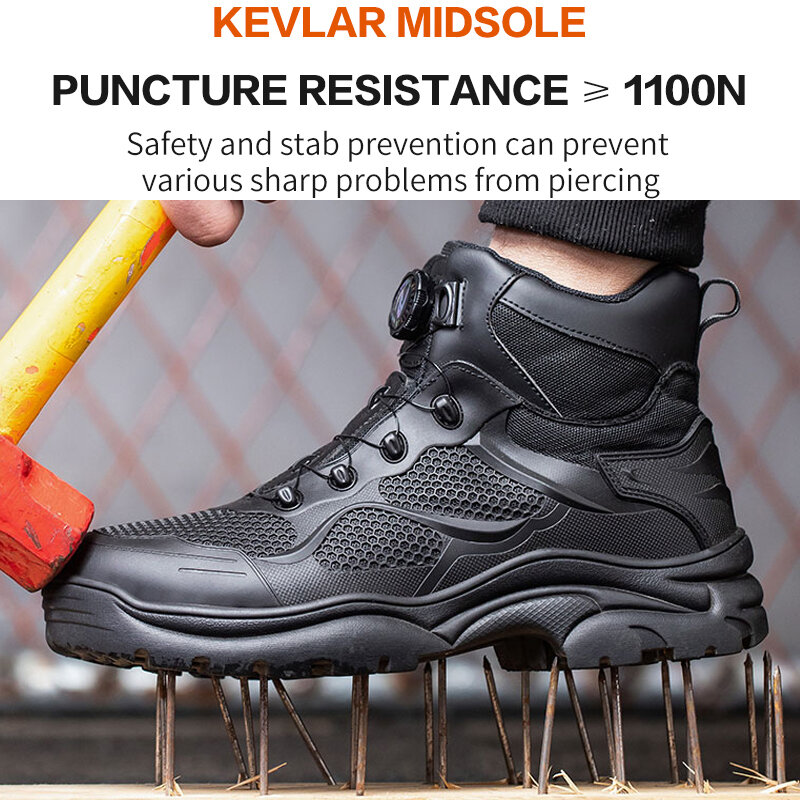 Botas de segurança giratórias para homens, tênis de trabalho, sapatos indestrutíveis, toe de aço, protetor, anti-quebra, anti-perfuração, novo