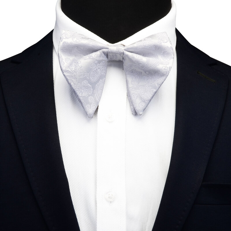 Klasyczny jedwabny Paisley biały czerwony czarny duża kokardka krawat dla człowieka Bowknot Party Business Office ślub akcesoria do prezentów