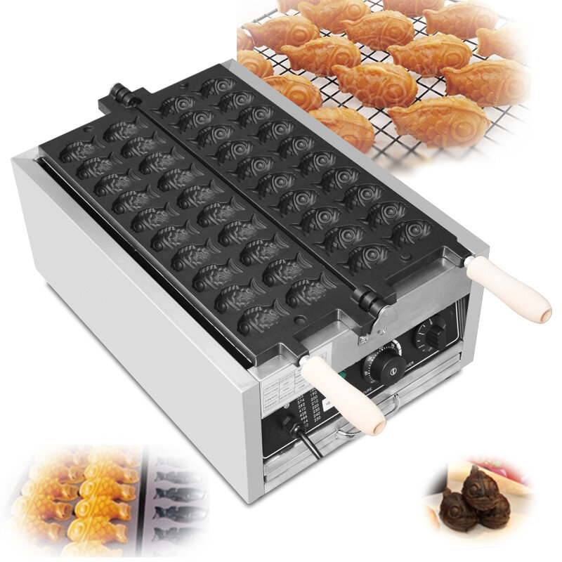 Máquina de waffle em forma de peixe pequeno, popular, ovos fritos, equipamento pan, olhos grandes, para lanche iniciante, lanche, lanche