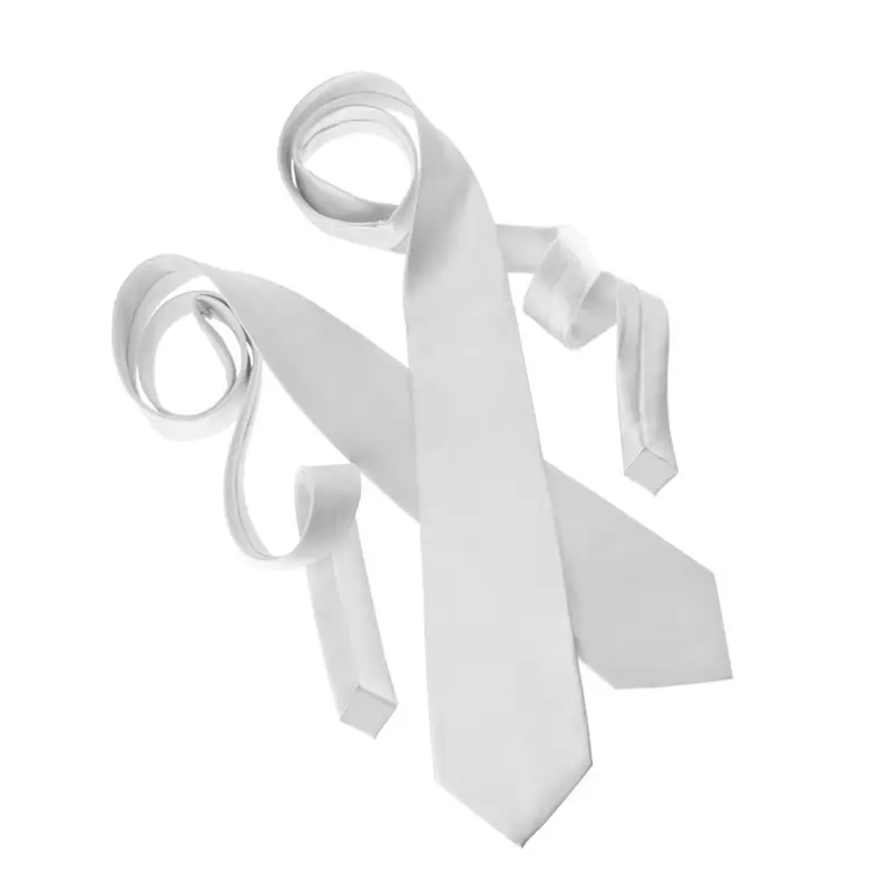 Gravata de sublimação térmica masculina e feminina, monocromática, elástica, branca, branca, branca, adulto, acessórios de vestido de noiva, moda