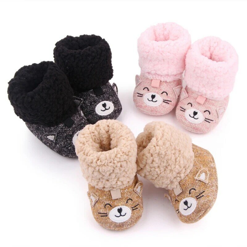 Winter Autumn Newborn Baby Girls Boys Booties Plush Snow Boots Infant Cute Animal Flower Warm Cotton Shoes Toddler Fashion Shoes