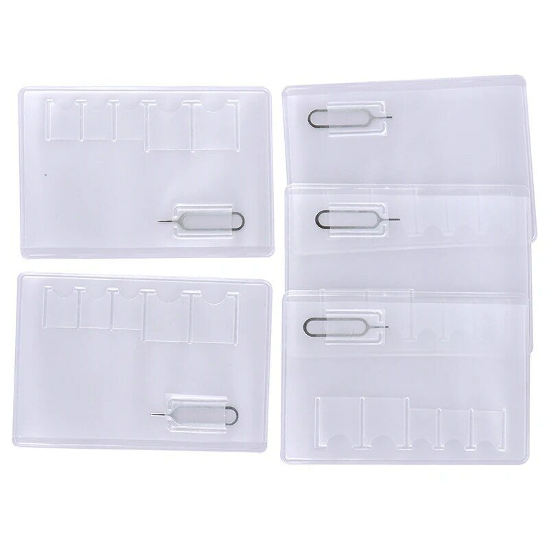 5Pcs Universal Transparent Memory Card 6 Sim Card Holder Case Portable Protector