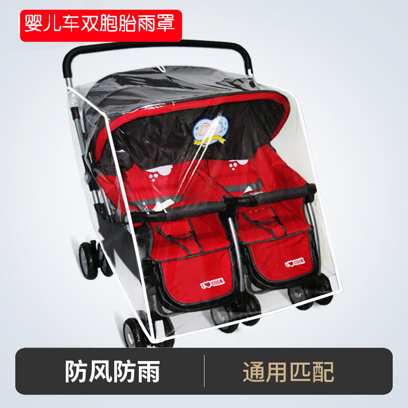 Uniwersalny podwójny wózek wózki dla dzieci osłona przeciwdeszczowa wiatroszczelna oddychająca osłona dwumiejscowa dziecięca osłona przeciwdeszczowa przeciwdeszczowa przeciwdeszczowa