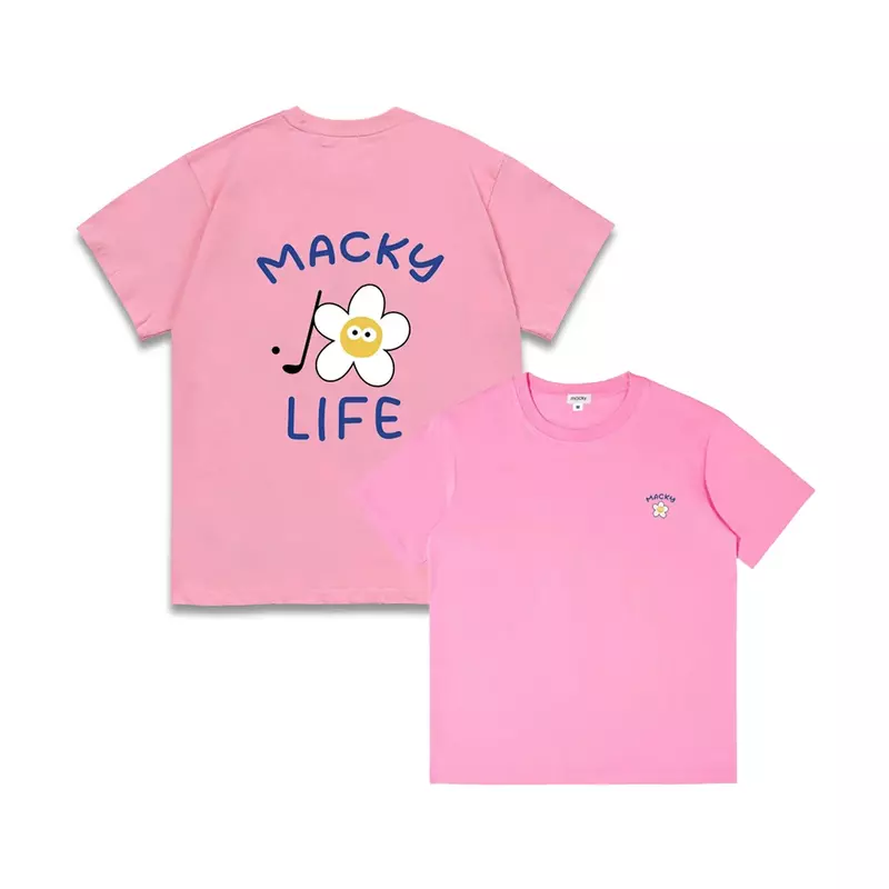 MACKY-vestido de Golf de algodón puro para mujer, Camiseta holgada de manga corta con cuello redondo, Top de verano, marca de moda, nuevo
