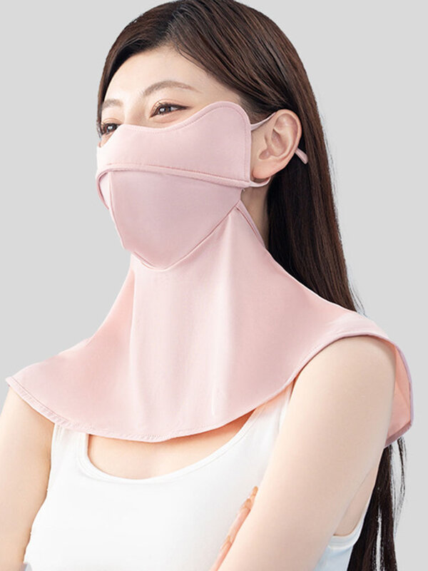 Mascarilla facial de protección solar 5d para mujer, máscara de seda de hielo desmontable, antiultravioleta, transpirable, fina, para verano