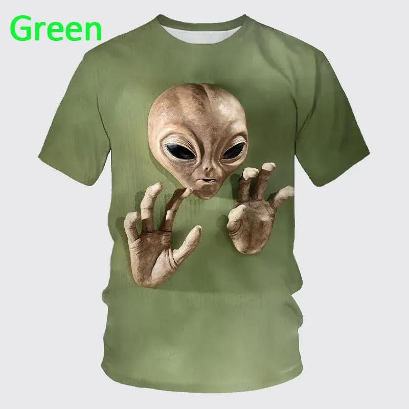 Alien Fun t-shirt girocollo t-shirt Summer Street maschile Casual Pattern personalizzazione Anime Quick Dry Dazzling Cool Tops