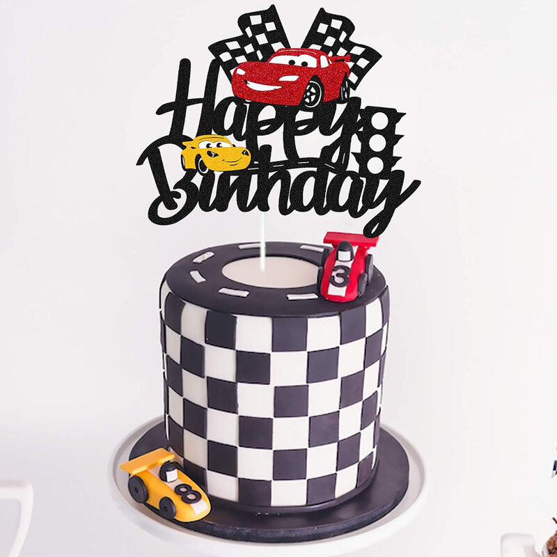 Автомобиль торт Топпер гоночный автомобиль торт Декор для гоночной машины клетчатый флаг тематические дети мальчик девочка гоночный автомобиль с днем рождения принадлежности для вечеринки