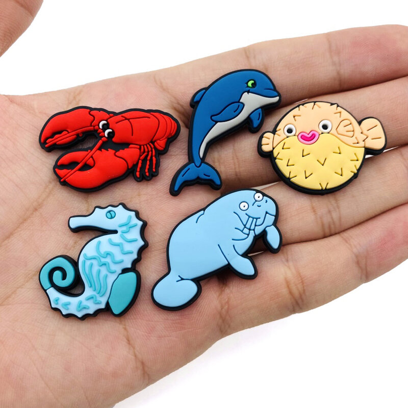 1-23Pcs Ocean World Shoe Charms for Clogs Sandals Buckle Decoration PVC Shoe Accessories With Pins Sea Animal