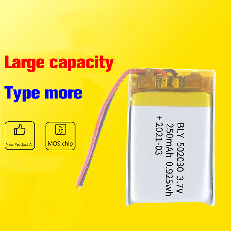 Batería recargable de polímero de litio para tableta, PC, altavoz de luz LED, Li-ion, Lipo, 502030, 200/250mAh