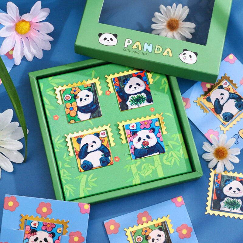 Pembatas buku logam baru Cina imut cantik seri stempel Panda pembatas buku pariwisata Chengdu hadiah perjalanan folder buku siswa 2024