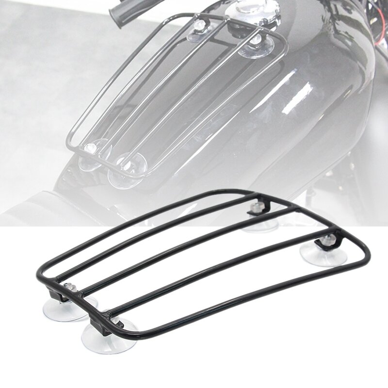 Aço traseiro Fender Rack com otário para motocicleta, suporte de bagagem, óleo combustível tanque, bagagem prateleira Rack