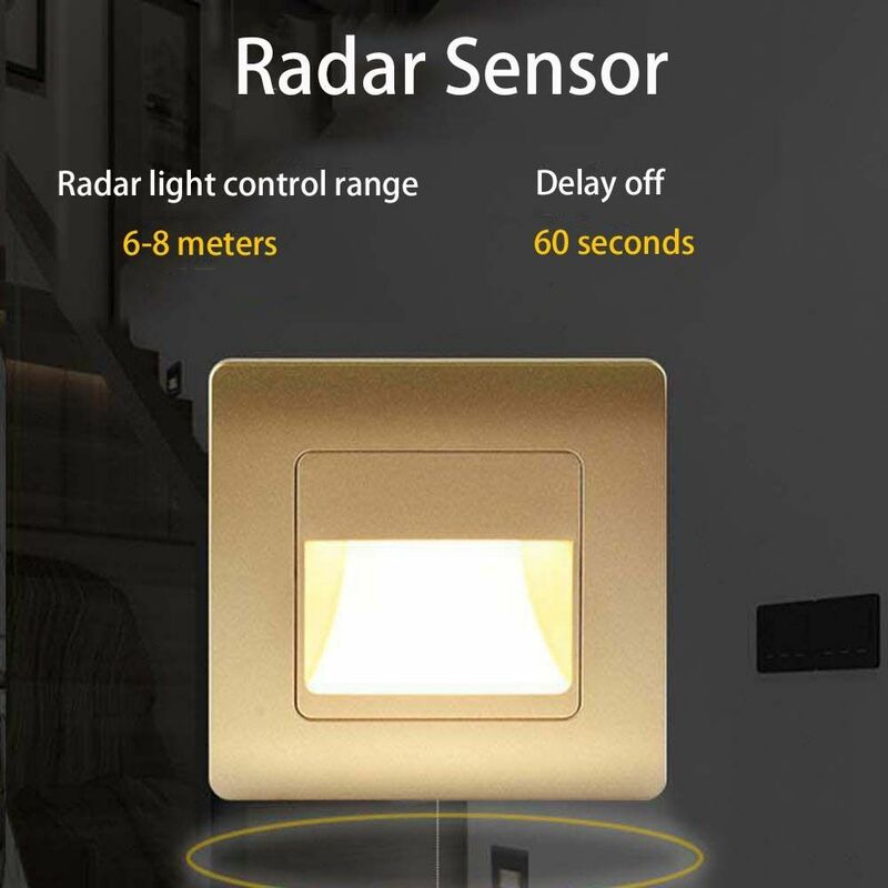 Genéricos Impermeável Smart Light Sensor, Home Rader, Escada Smart Night Light, Step Lamp, Lâmpada de assoalho