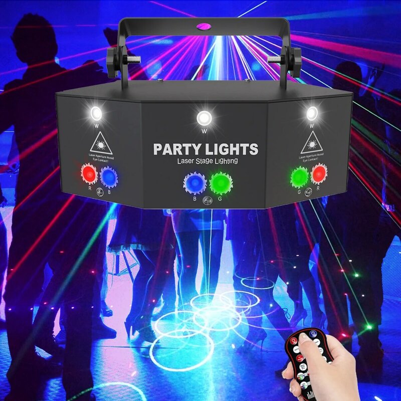 ALIEN 15 Mata RGB Lampu Sorot Disko DJ Proyektor Lampu Laser DMX Lampu Panggung Strobo Jarak Jauh Efek Lampu Halloween Liburan Pesta Natal