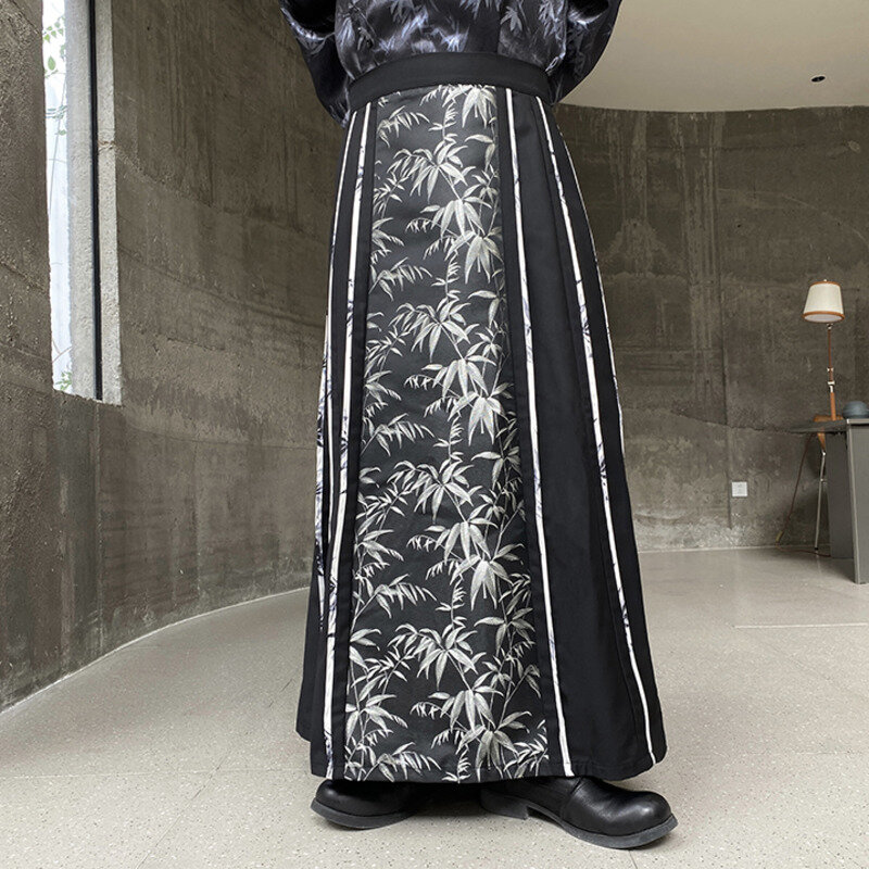Iefb Hosen im chinesischen Stil Herren Sommer neue Jacquard bestickte Bambus Spleiß Pferde gesicht Rock männlich Druck Patchwork 9 c5858