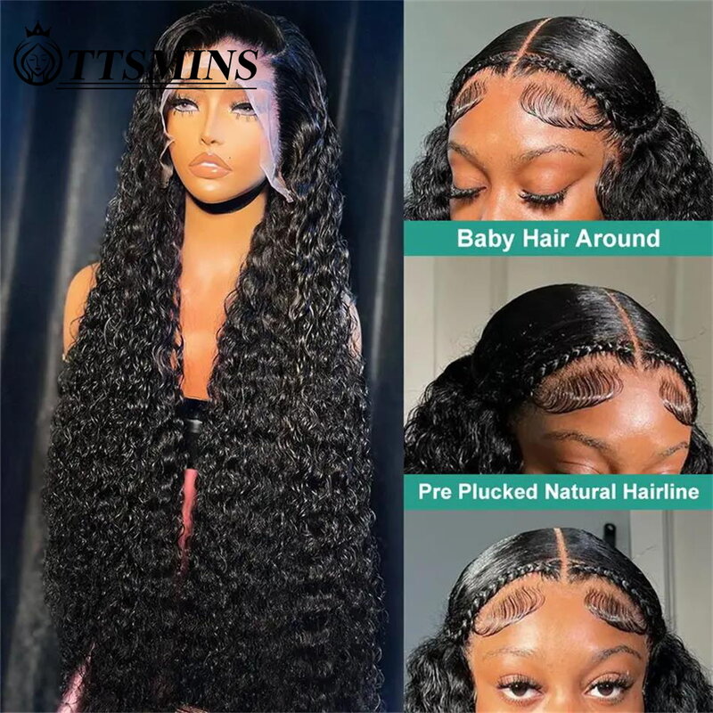Wig depan renda gelombang air 13x6 Wig rambut manusia keriting Wig renda transparan HD untuk wanita Wig Brasil potongan dengan rambut bayi