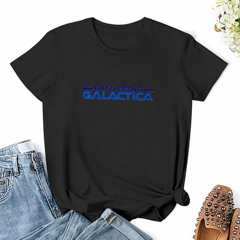 Battlestar Galactica camiseta de talla grande para mujer, tops divertidos de gran tamaño, ropa de diseñador de lujo para mujer