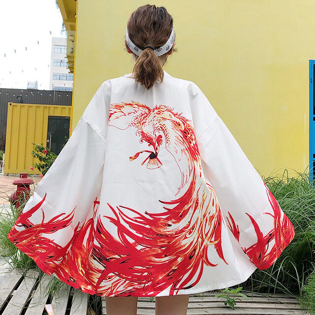 Женское кимоно с цветочным принтом сливы, японское аниме кимоно, азиатская одежда, уникальная и яркая мода, хаори, идеально подходит для косплея