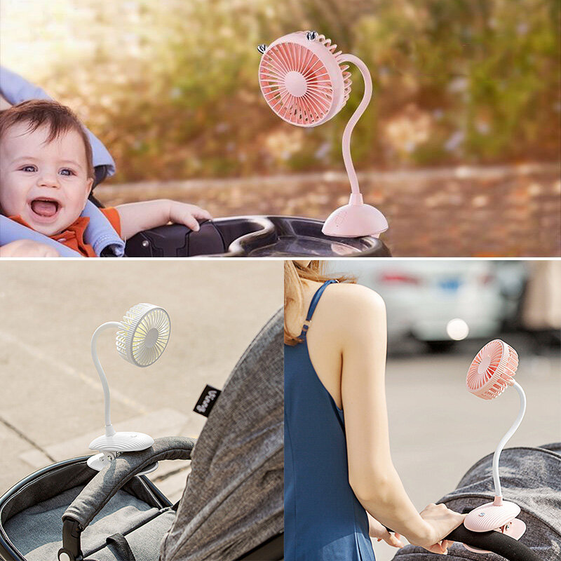 Kipas Kereta Dorong 500MAh Meja Portabel Pribadi Genggam Tempat Tidur Bayi Kipas Kursi Mobil Aksesori Kereta Dorong Mini Kipas Isi Ulang USB